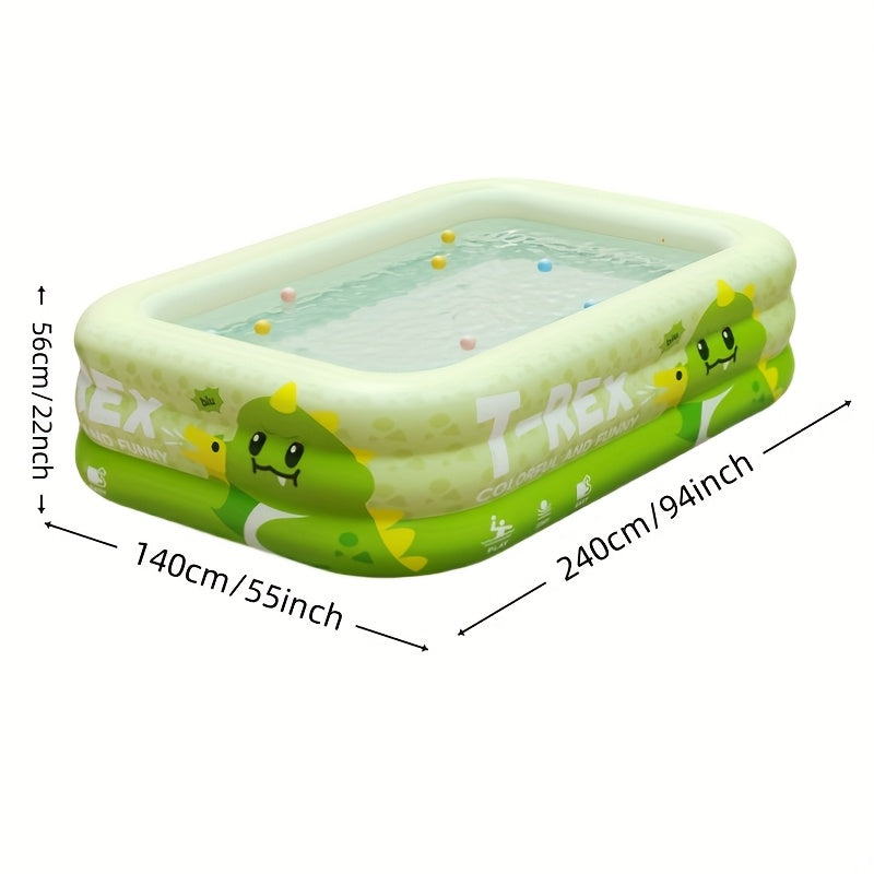 Inflatable Kiddie Pool with Dinosaur Theme for Backyard Water Play – Durable PVC Construction Family-Size Wading Pool | Thomler