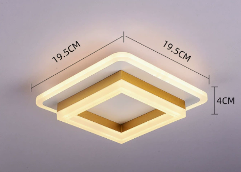 Square LED Flush Mount Ceiling Light 7.7 in Black Gold Modern Geometric Fixture for Bedroom Hallway Office Entryway Layered Frame Low Profil | Thomler