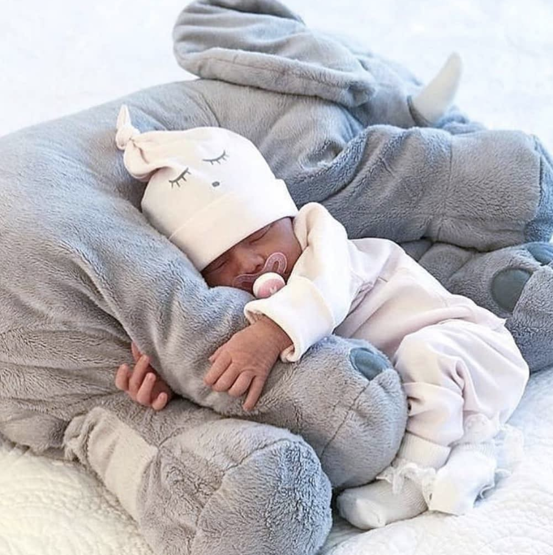 Plüschelefant-Kissen für Babys & Kleinkinder – Weiches Kuschelkissen für Mittagsschlaf, Spielzeit & Deko