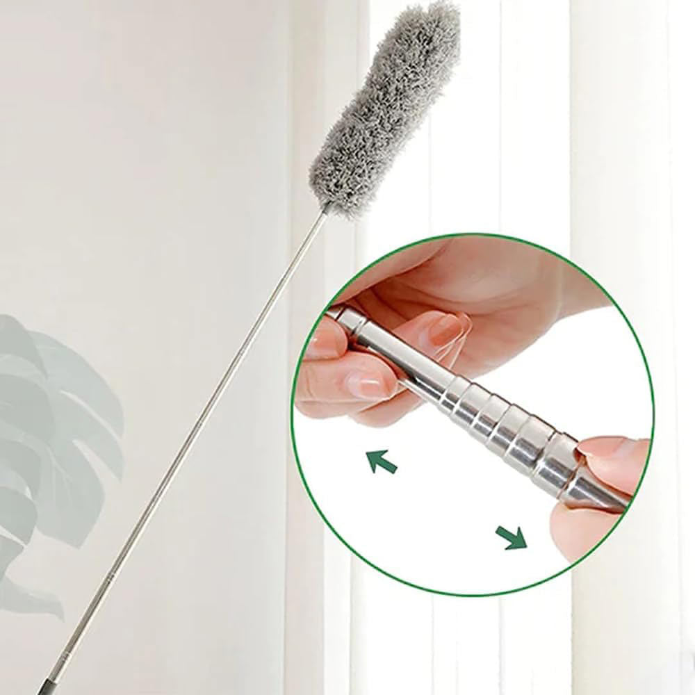 Extendable Microfiber Duster with Bendable Head 34–110 Inches for High Ceilings Fans Cobwebs Washable Lightweight Gray Pole Household Indoor | Thomler
