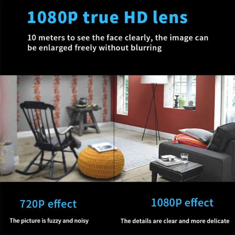 Ultra-kompakte WLAN-Überwachungskamera 1080P HD für den Innenbereich, kabellos, mit Bewegungserkennung, Nachtsicht, 140°-Objektiv, ideal für Zuhause, Büro und Kinderzimmer