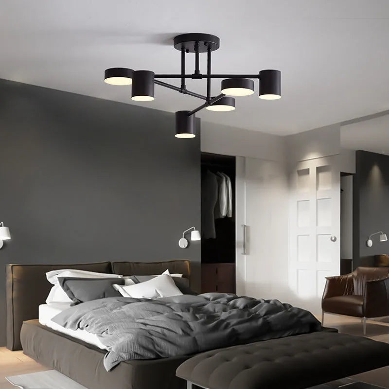 Six-Arm Adjustable Ceiling Light White Metal 22 inch Wide for Kitchen Dining Room Bedroom Modern Flush Mount Fixture Three Color Modes Direc | Thomler