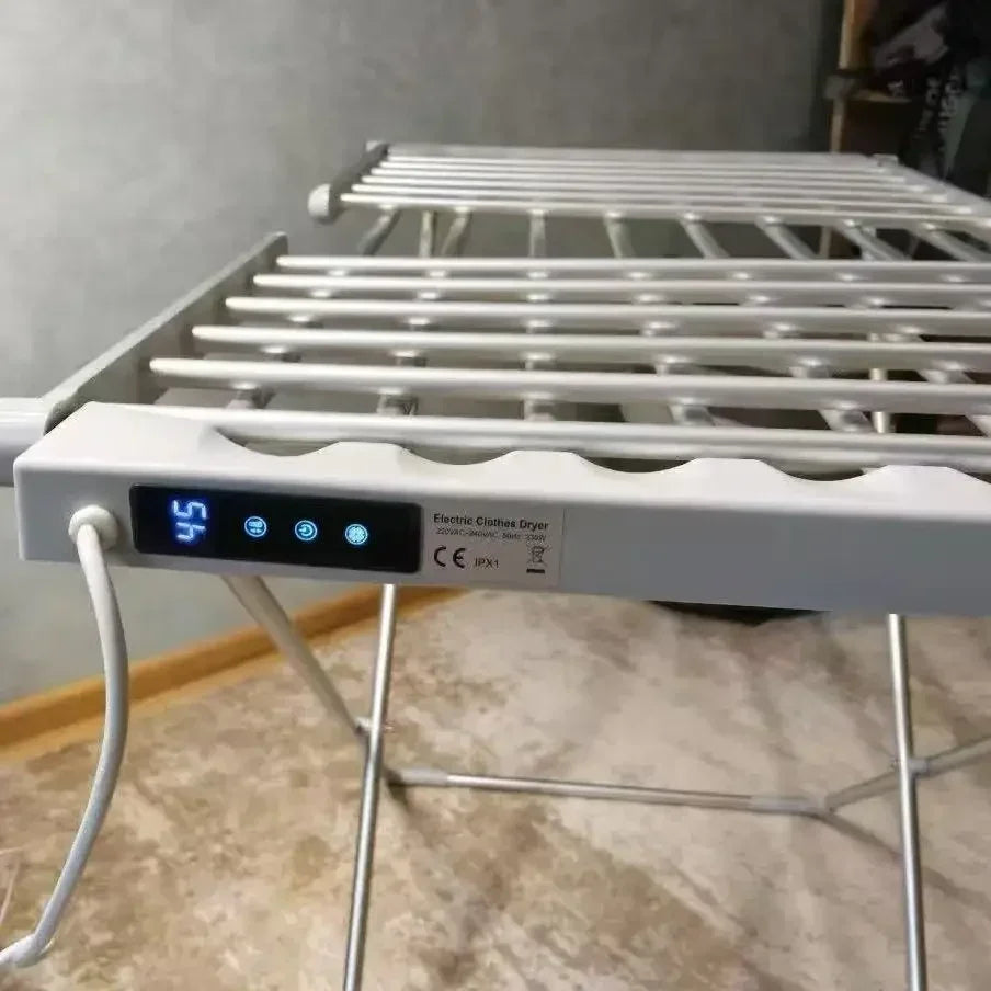 Collapsible Heated Drying Rack with Aluminum Warming Bars for Indoor Laundry