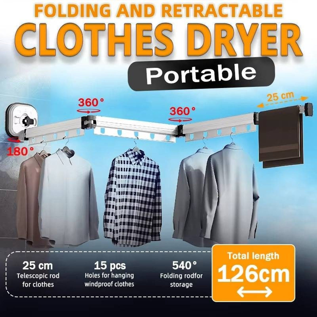 Tendedero de ropa plegable con diseño que ahorra espacio