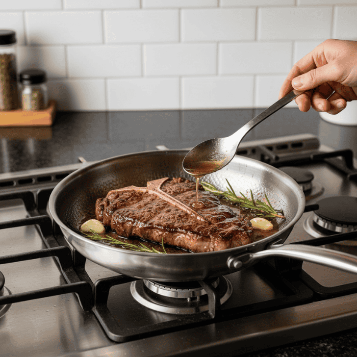 Titanium Skillet 11 Inch Uncoated Metal Surface Compatible Induction Gas Electric Ceramic Stovetop Kitchen Cookware Home Chef | Thomler