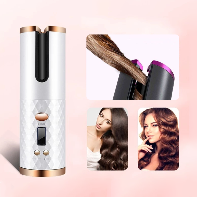 Cordless Automatic Hair Curler with Ceramic Barrel & 6 Heat Settings for Travel Styling