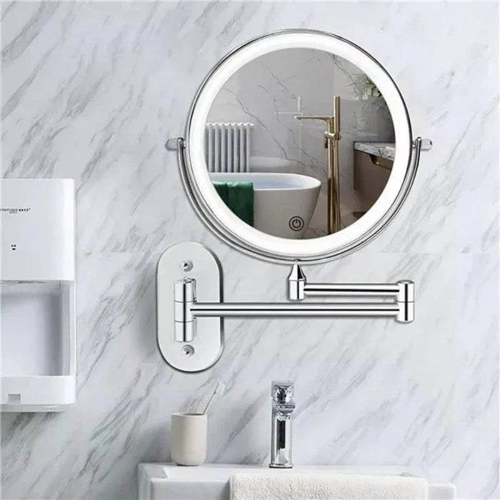 LED Lighted Bathroom Mirror 8 Inch with Magnification Touch Control USB Rechargeable Wall Mount Vanity Mirror for Makeup Application Skincar | Thomler