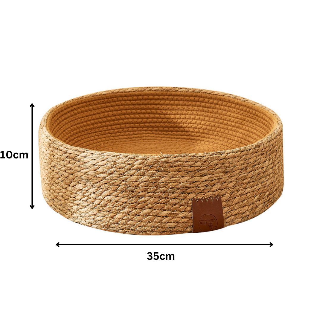Rattan Cat Bed with Natural Scratching Surface and Circular Nesting Design