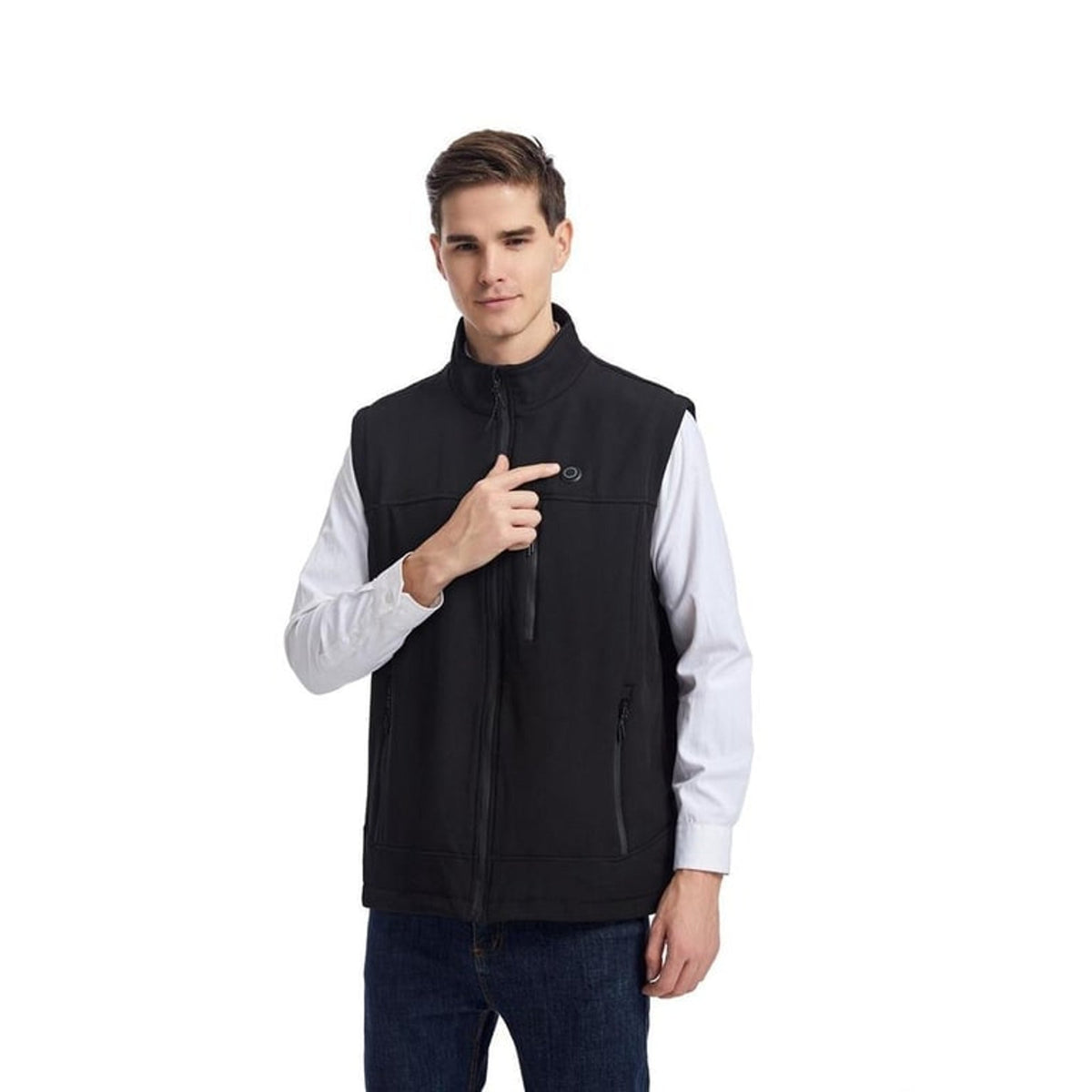 Heated Vest Men With Stand Collar Full Zip And Rechargeable USB Power
