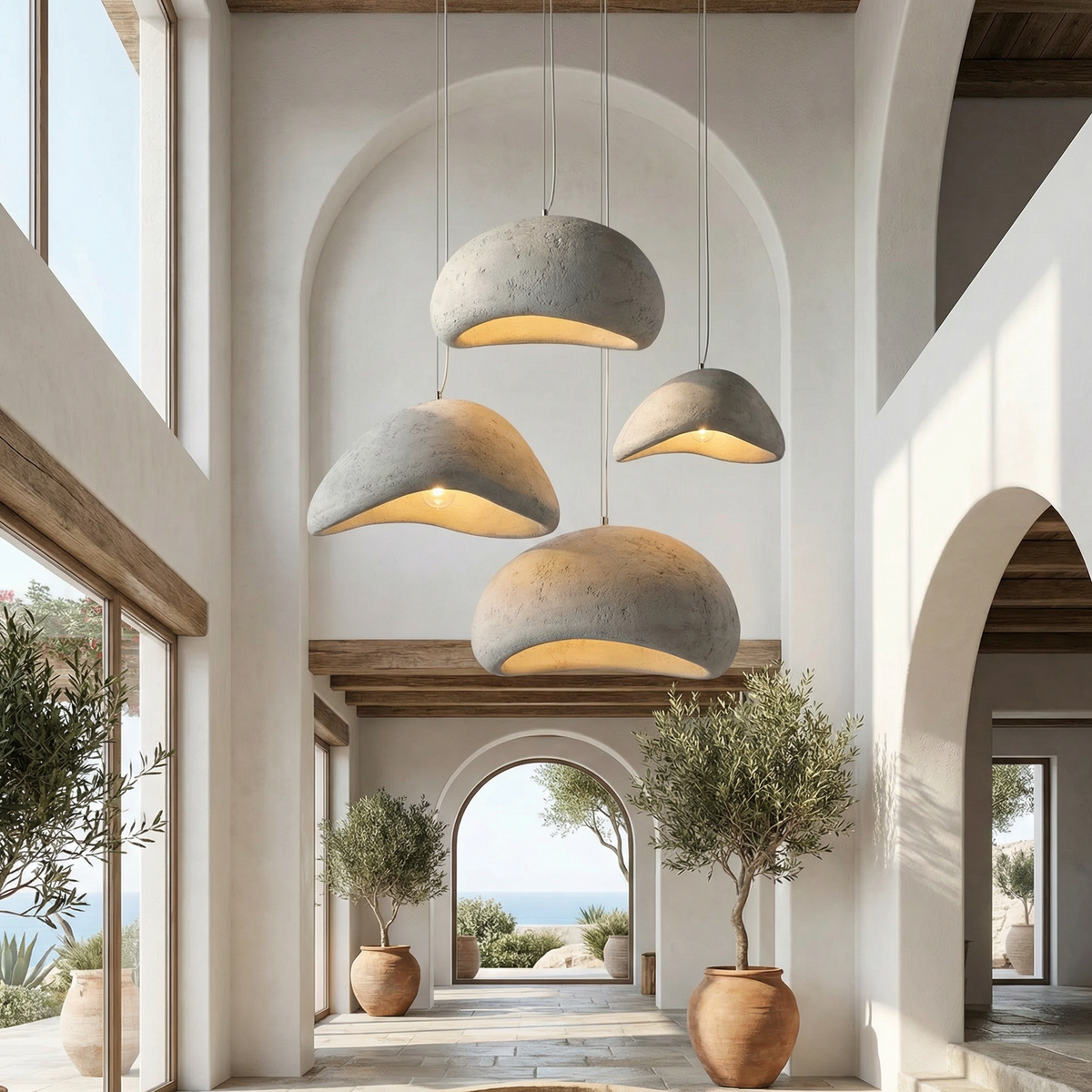 Ceiling Pendant Light Fixture Minimalist Japanese Design HDPE Glass Iron Hardwired for Dining Room Kitchen Island Living Room Bedroom Modern | Thomler
