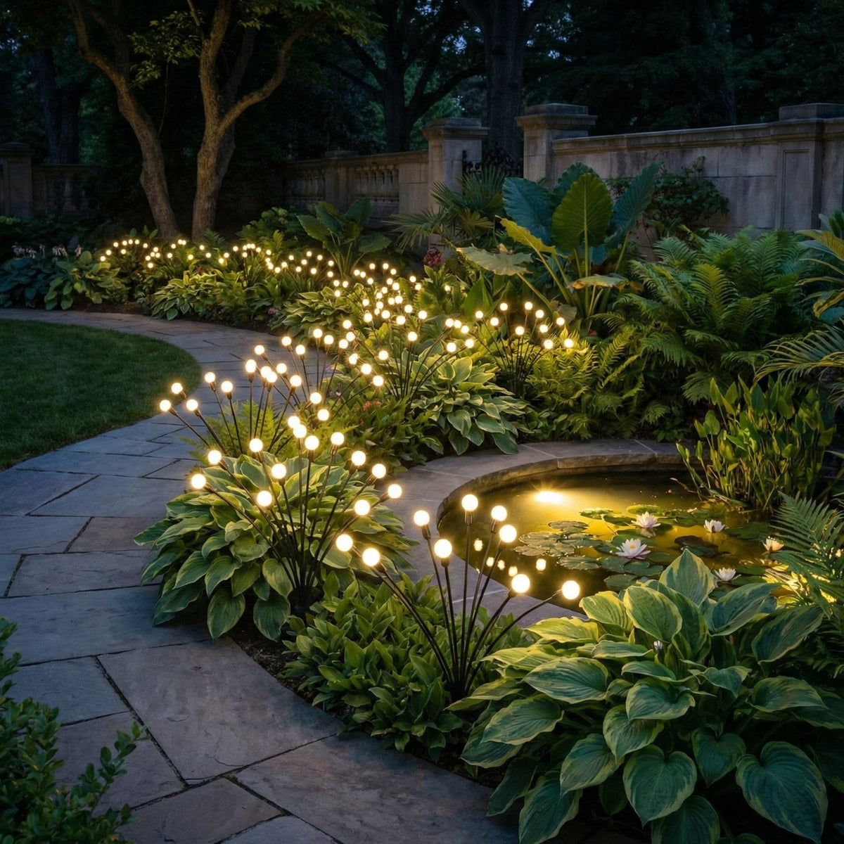 Motion-Activated Pathway Lights Outdoor Solar Powered LED Stakes Garden Yard Decor Dancing Landscape Illumination for Walkways Driveways Flo | Thomler