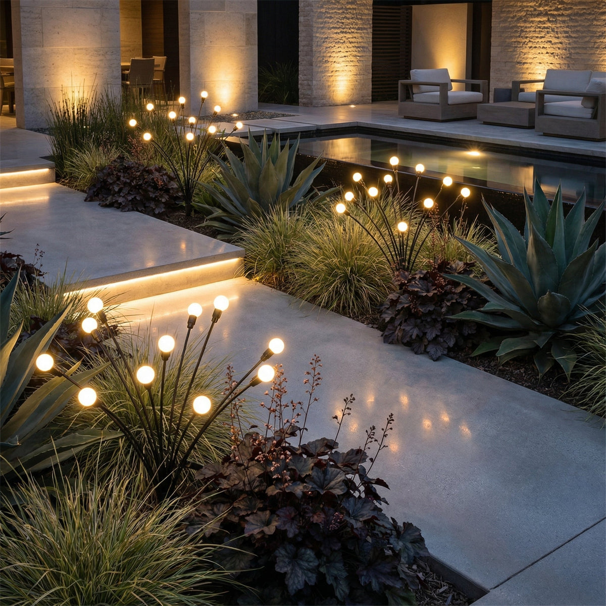 Motion-Activated Pathway Lights Outdoor Solar Powered LED Stakes Garden Yard Decor Dancing Landscape Illumination for Walkways Driveways Flo | Thomler