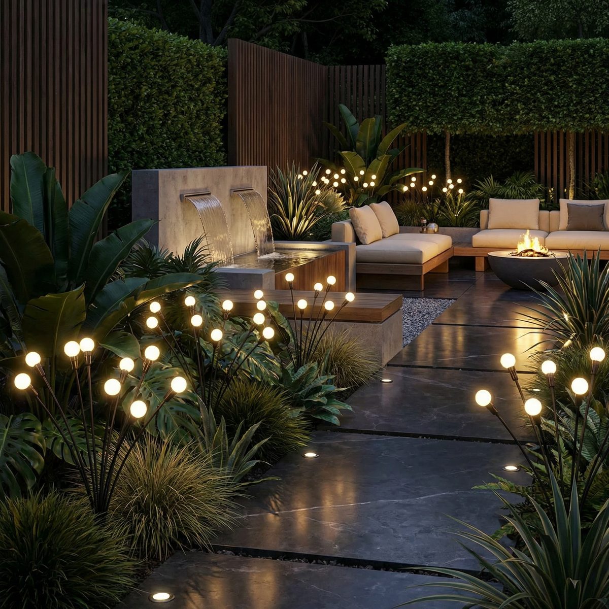 Motion-Activated Pathway Lights Outdoor Solar Powered LED Stakes Garden Yard Decor Dancing Landscape Illumination for Walkways Driveways Flo | Thomler