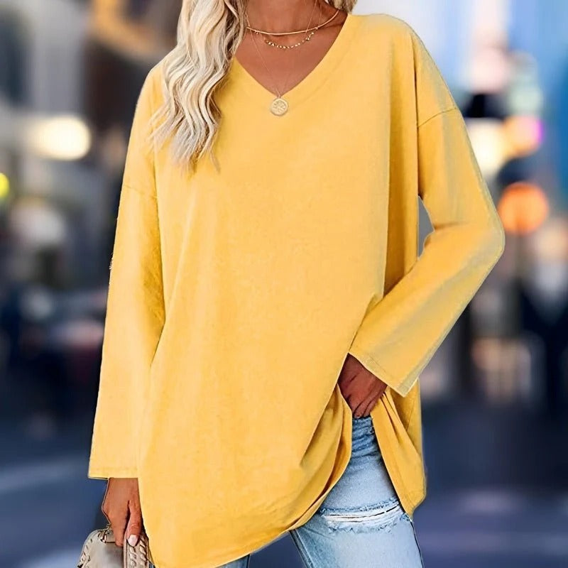 Je trendy shirt met lange mouwen en V-hals voor optimaal comfort