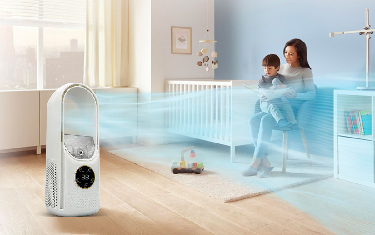 Persönlicher USB-betriebener 12-Zoll-Tisch-Verdunstungskühler, tragbarer Ventilator mit 6 Geschwindigkeitsstufen und Fernbedienung für Schlafzimmer, Büro, Wohnheim und kleine Räume