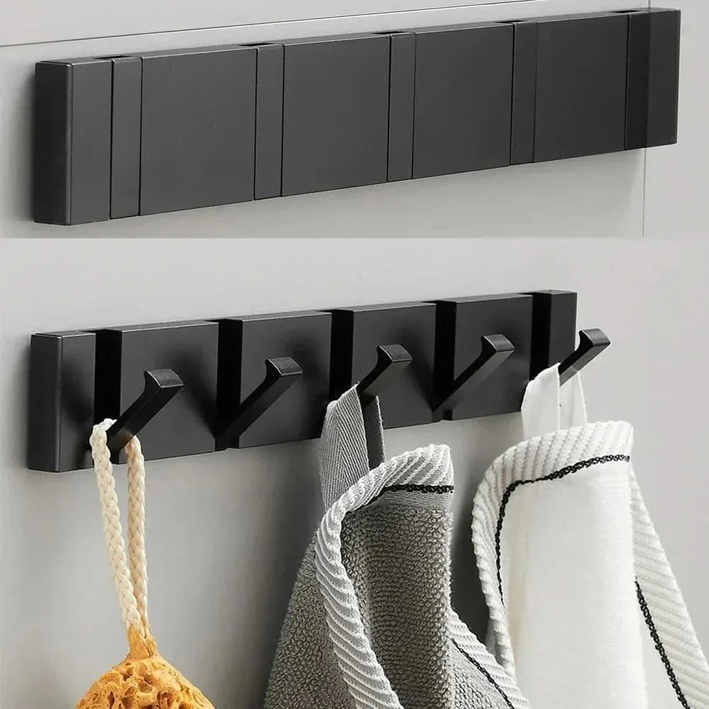 Opklapbare aluminium organizerhanger voor hal, slaapkamer, keuken, kledingkast, uitschuifbaar ophangsysteem met meerdere posities voor kleding, linnengoed, accessoires | Thomler
