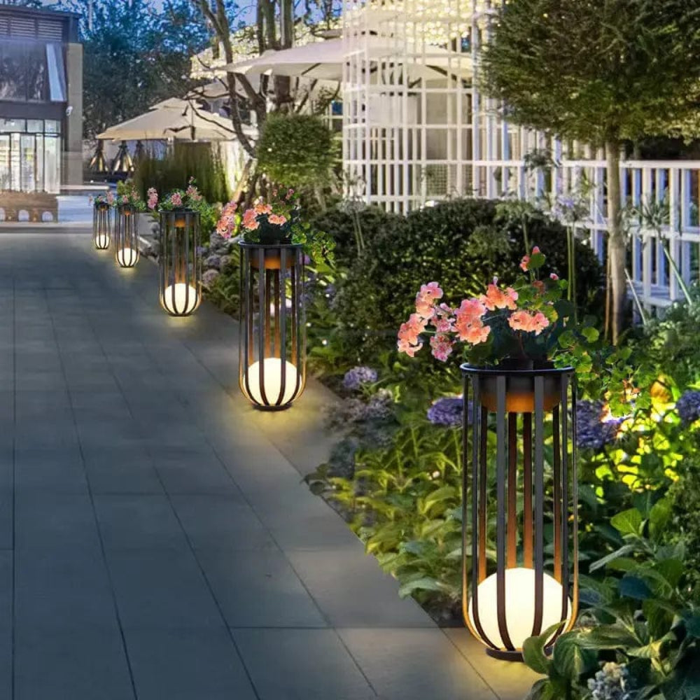 Solar tuinverlichting op een staak met bloemdesign voor paden en terrassen, 56 cm of 94 cm aluminium led-accentverlichting voor tuinlandschap, buitenloopbrug | Thomler