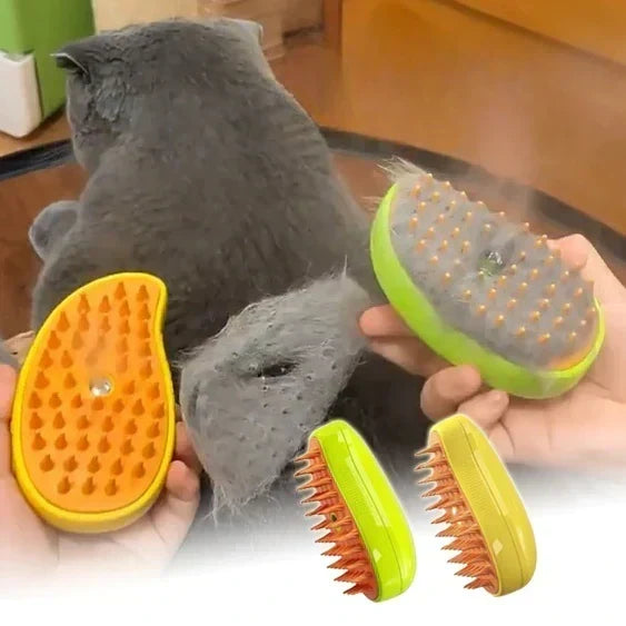 Rechargeable Vapor Grooming Brush for Dogs & Cats with Massage Bristles - Cordless USB Pet Comb Reduces Shedding & Static for Long Haired