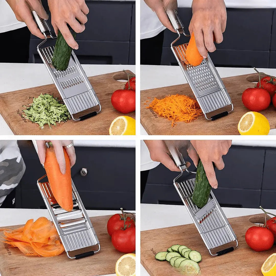 Rallador de verduras manual de acero inoxidable, juego de 4 piezas para cocina, para queso, zanahorias, patatas y calabacines, herramienta de preparación para cocina en casa | Thomler