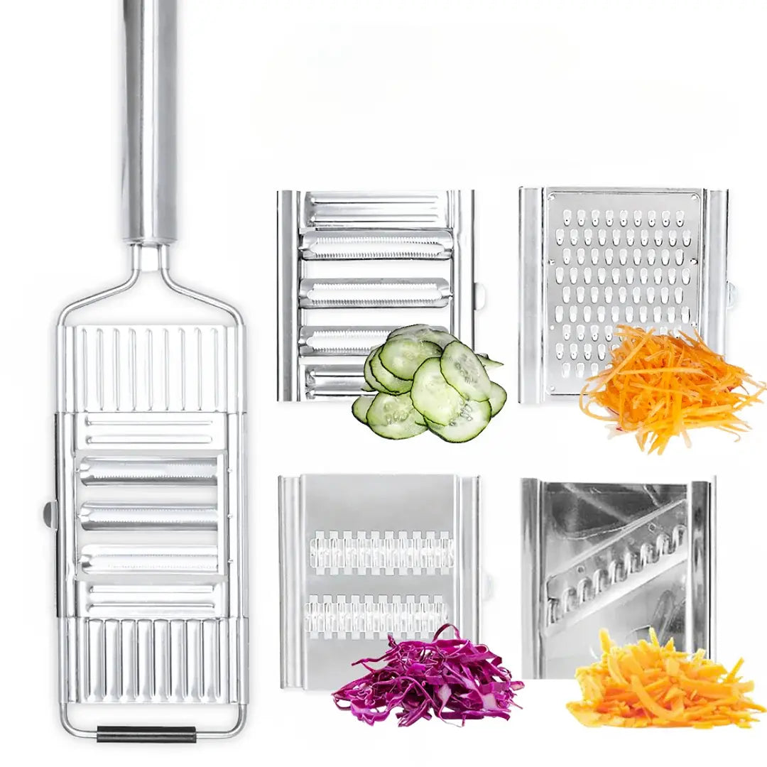 Rallador de verduras manual de acero inoxidable, juego de 4 piezas para cocina, para queso, zanahorias, patatas y calabacines, herramienta de preparación para cocina en casa | Thomler