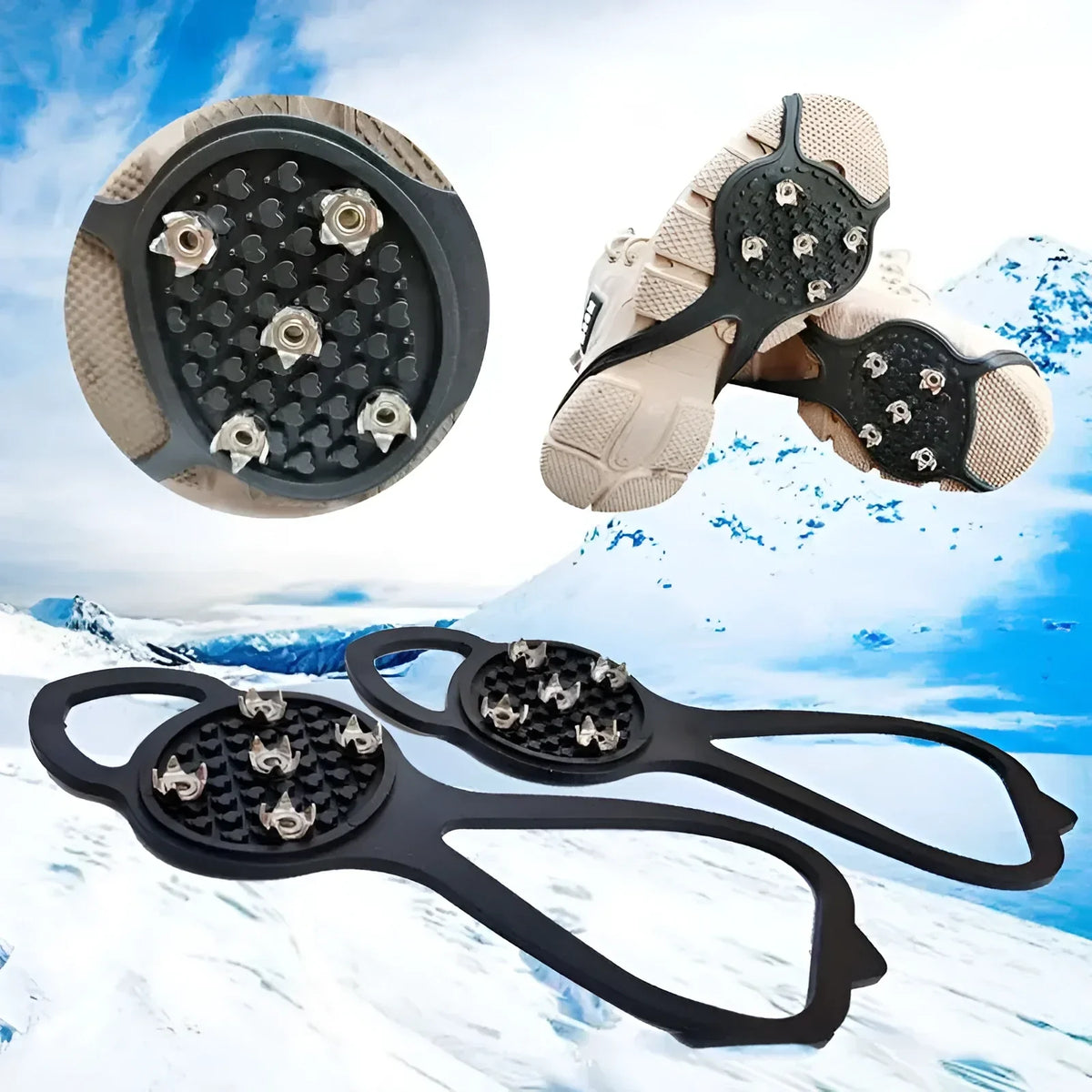 Antislipzolen voor winterwandelingen op ijs en sneeuw – Draagbare schoenijzers voor volwassenen en kinderen – Lichtgewicht antislipgrips | Thomler