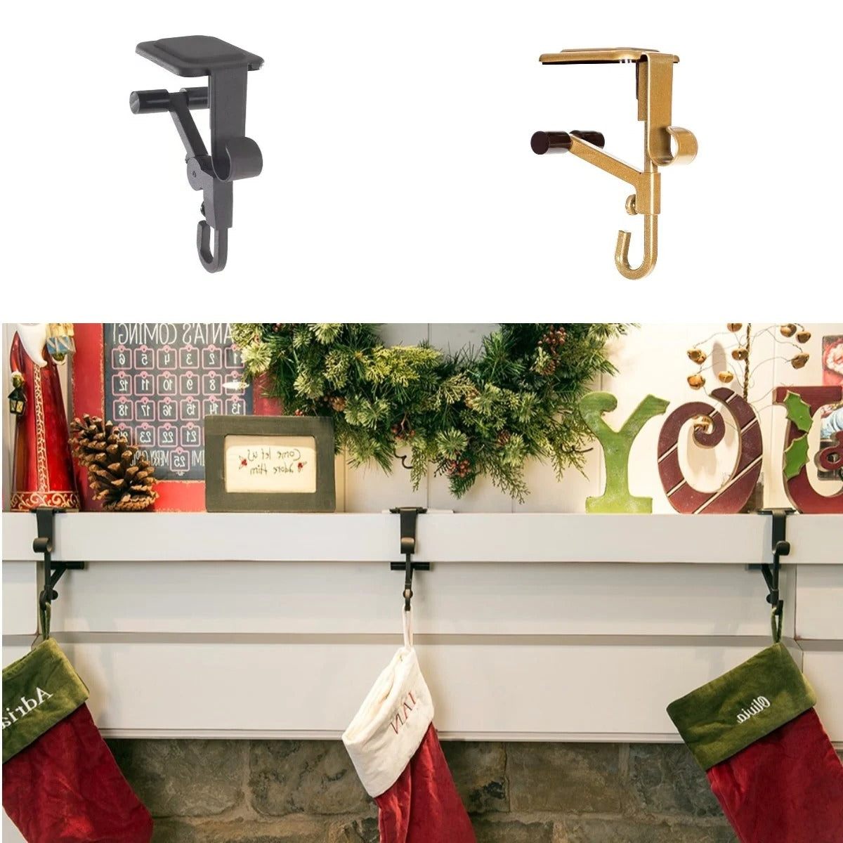 Girlanden-Weihnachtsstrumpfhalter für den Kaminsims