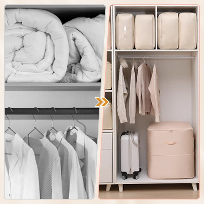 Nylon Fabric Storage Organizer with Handles 20.5×16.5 in Gray Beige Pink for Closet Under Bed Seasonal Linens Comforters Blankets Winter Coa | Thomler