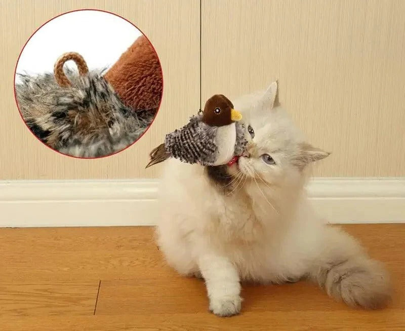 Interactief geluidsvogeltje voor katten - Fladderend veerplezier voor binnenkatten