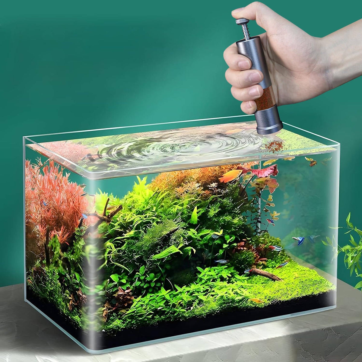 Mini visvoerautomaat voor aquarium