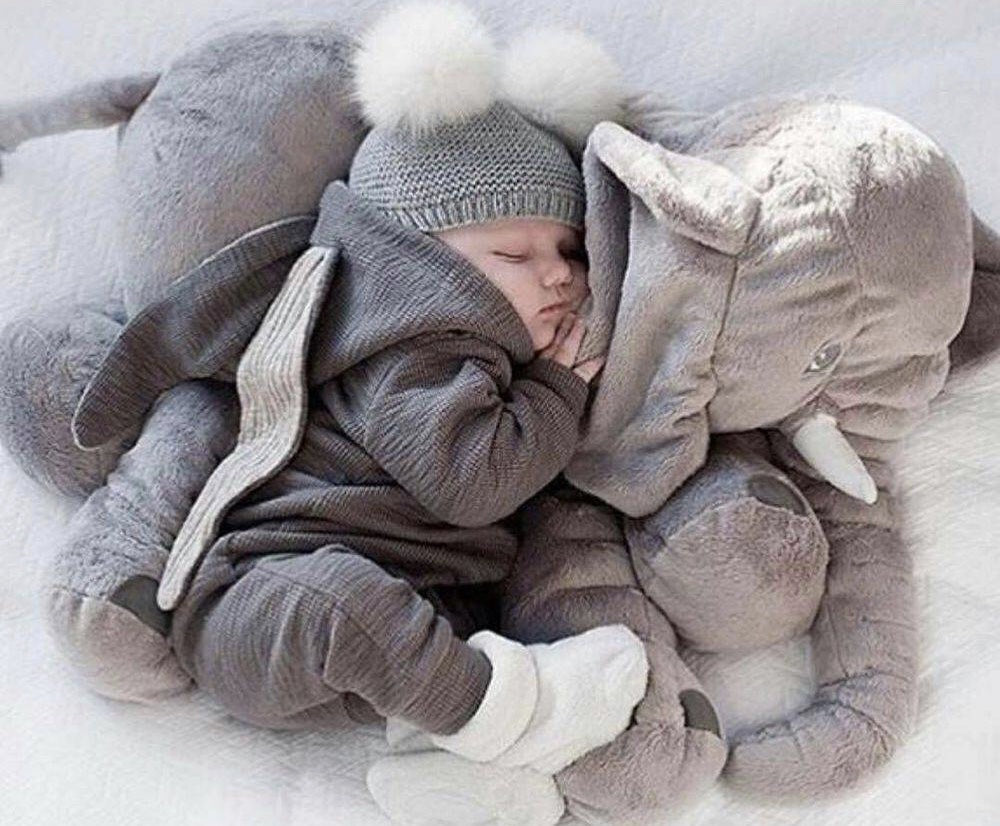 Plüschelefant-Kissen für Babys & Kleinkinder – Weiches Kuschelkissen für Mittagsschlaf, Spielzeit & Deko