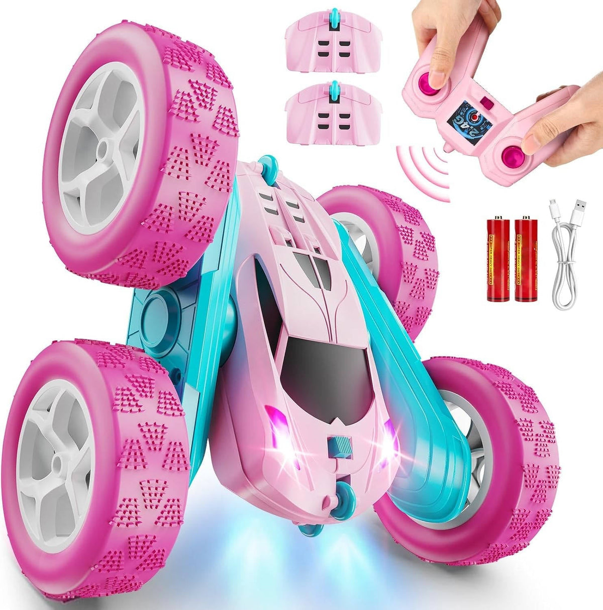 Coches teledirigidos para niños de 6 a 12 años con luces LED y giros de 360°