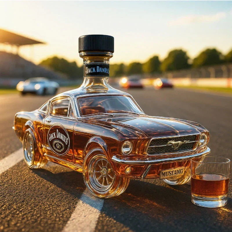 Botella decantadora de licor de vidrio con diseño de caballo Bronco vintage para whisky, bourbon, ron, exhibición de bar, colección vaquera occidental de 24 oz