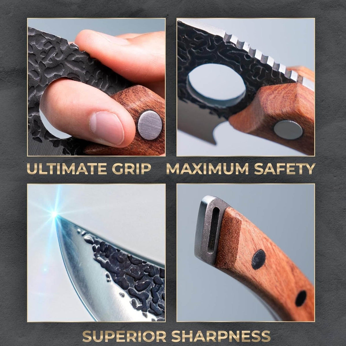 Cuchillo de chef japonés para corte de precisión, picado y deshuesado con acero afilado como navaja