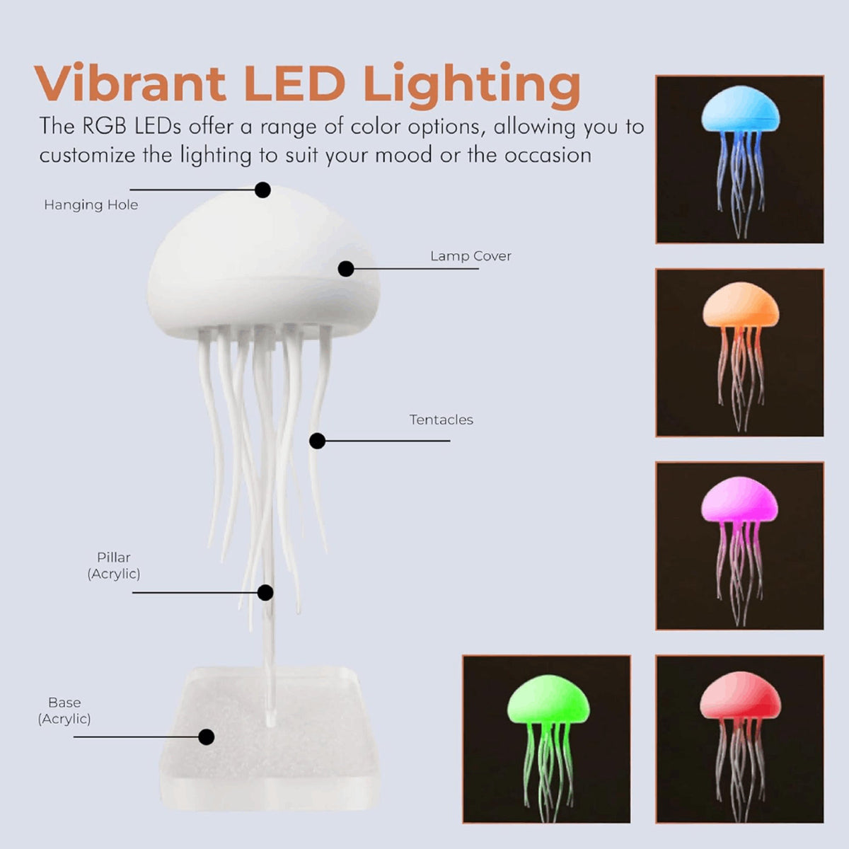 Lámpara de medusas LED que cambia de color con luz nocturna