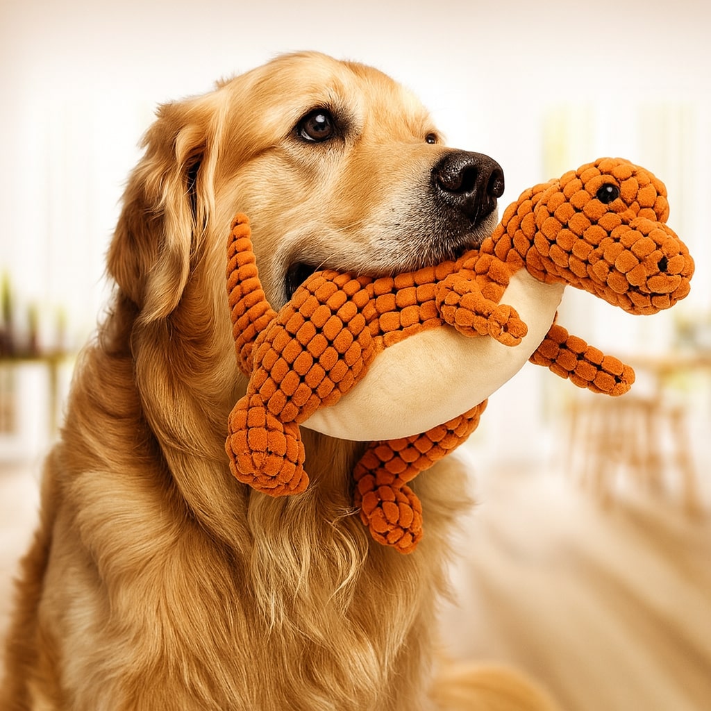 Dinosaur Dog Chew Toy - Heavy Duty Plush for Aggressive Chewers - Dental Care & Interactive Play for Puppies & Large Dogs