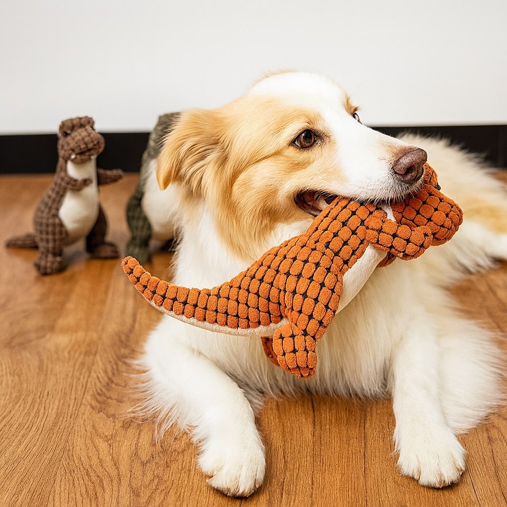 Dinosaur Dog Chew Toy - Heavy Duty Plush for Aggressive Chewers - Dental Care & Interactive Play for Puppies & Large Dogs