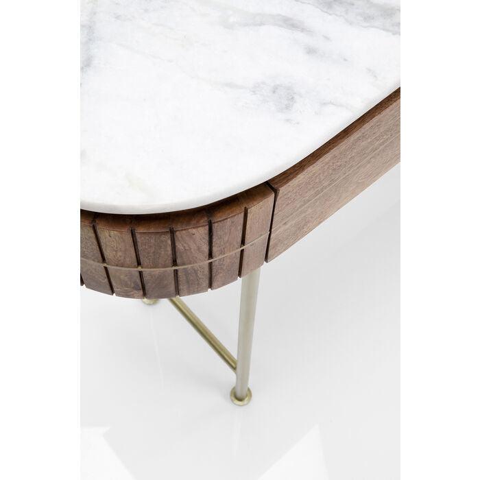 Entryway Table with Marble Top 39 in Natural Mango Wood Gold Metal Base 2 Drawers for Foyer Living Room Bedroom Storage Hallway Furniture | Thomler