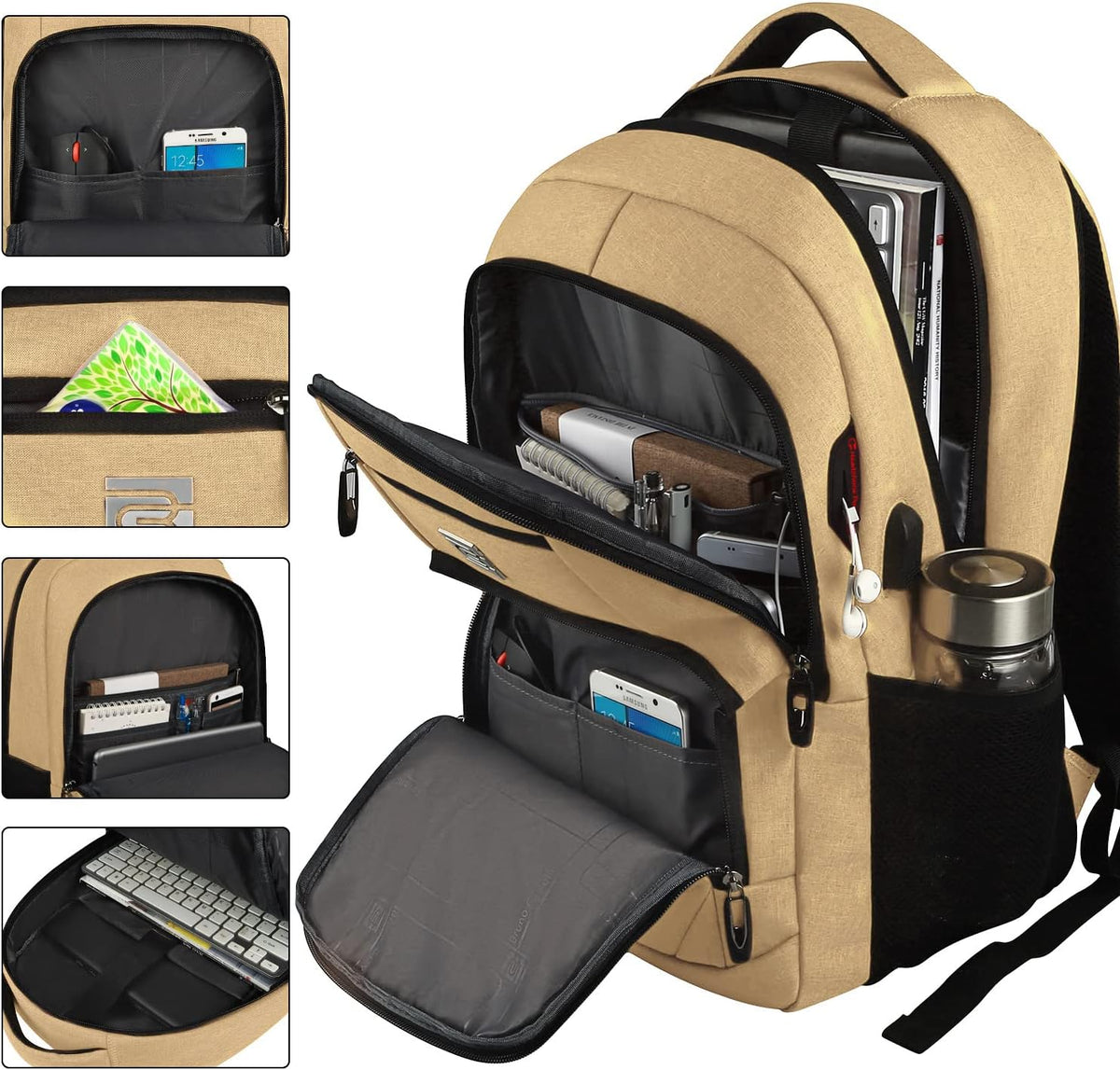 Tech Backpack for Laptops Up to 15.6 Inches with Integrated USB Power Port & Hidden Security Pocket | Polyester Daypack for College Students
