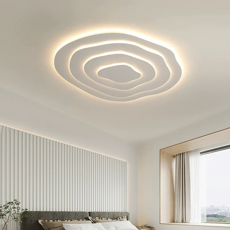 LED Flush Mount Ceiling Light 16-24 in White Acrylic Wave Design for Bedroom Living Room Hallway Dimmable Modern Lighting Fixture 110V | Thomler