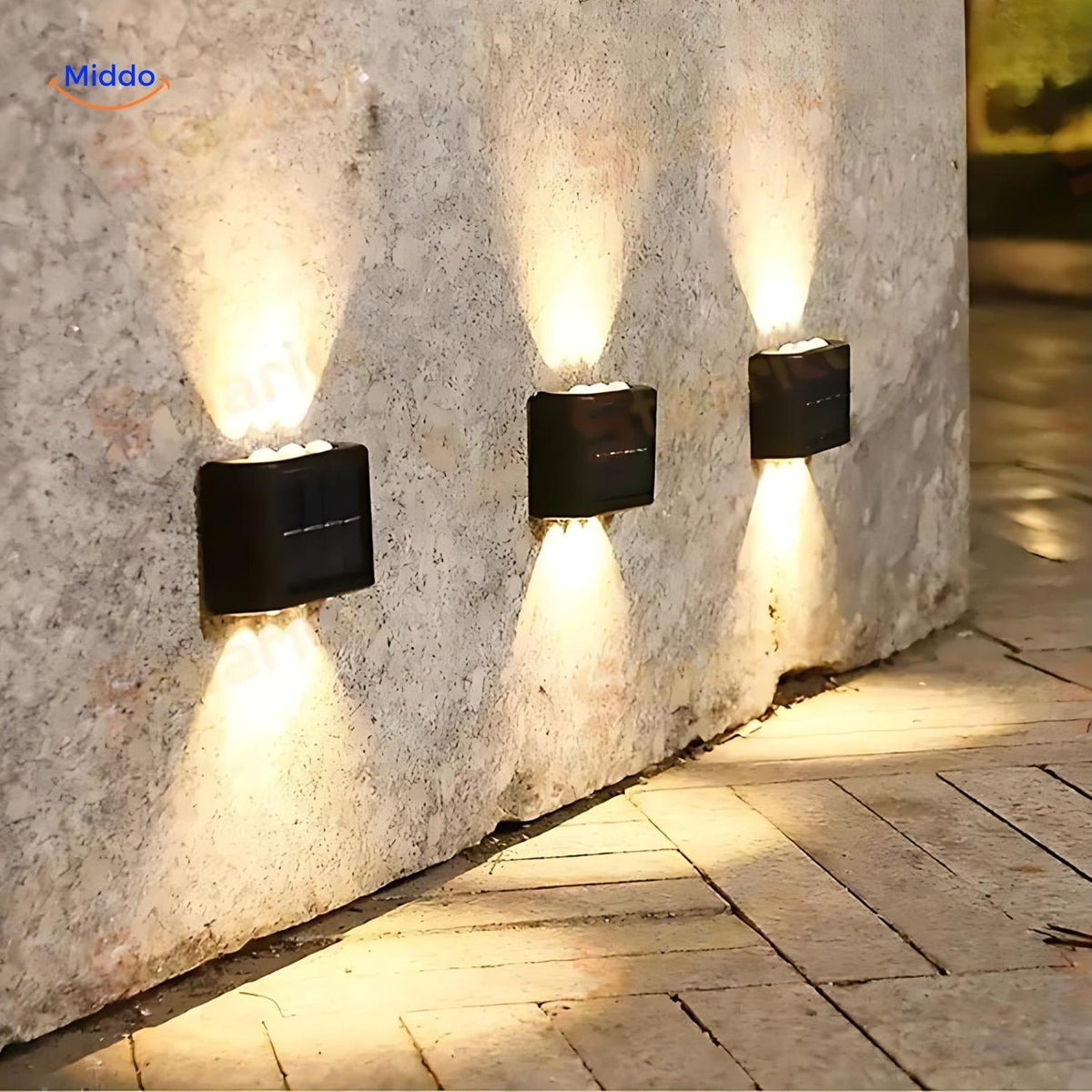 Dual-Head Solar LED Outdoor Wall Light – Weatherproof Sensor Fixture for Porch, Patio & Driveway