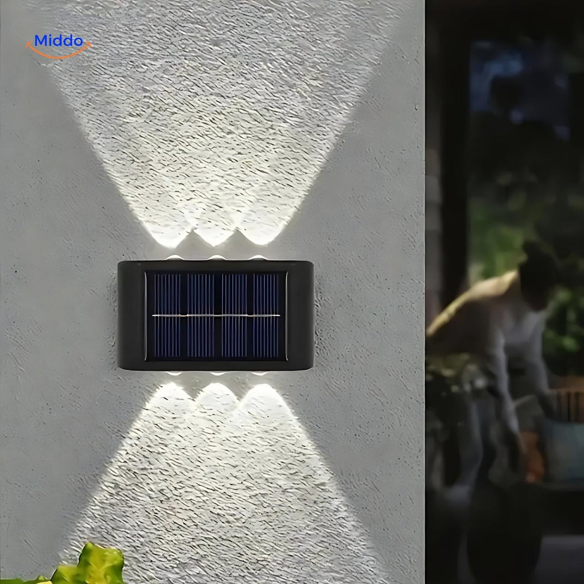 Dual-Head Solar LED Outdoor Wall Light – Weatherproof Sensor Fixture for Porch, Patio & Driveway