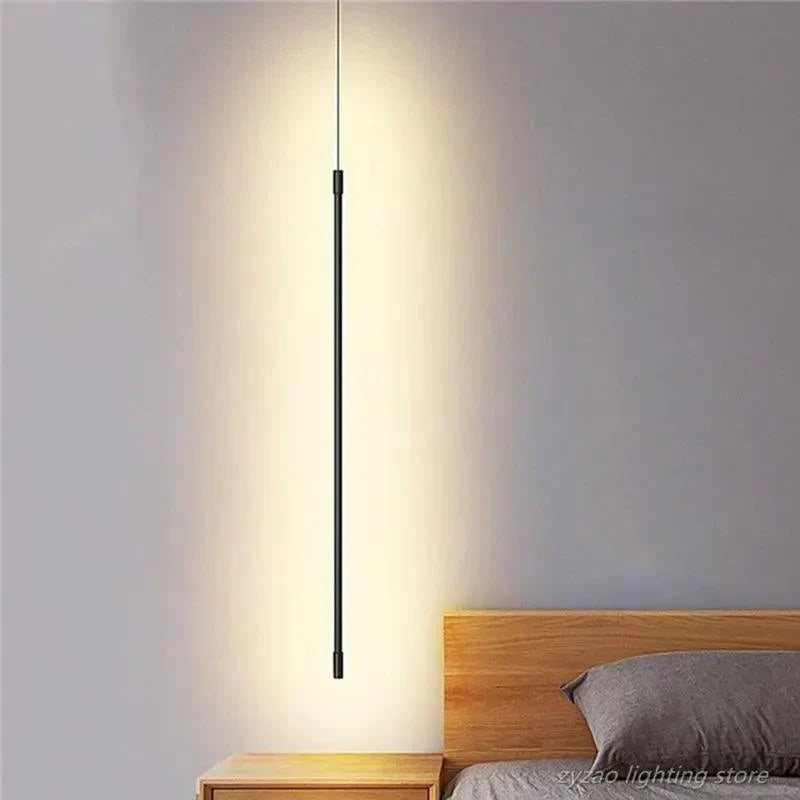 Sleek Cylinder Drop Light with Height-Adjustable Cord Black Aluminum LED Fixture for Bedrooms Nightstands Dining Tables Kitchen Islands Cont | Thomler