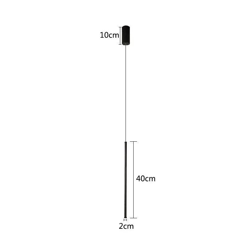 Sleek Cylinder Drop Light with Height-Adjustable Cord Black Aluminum LED Fixture for Bedrooms Nightstands Dining Tables Kitchen Islands Cont | Thomler
