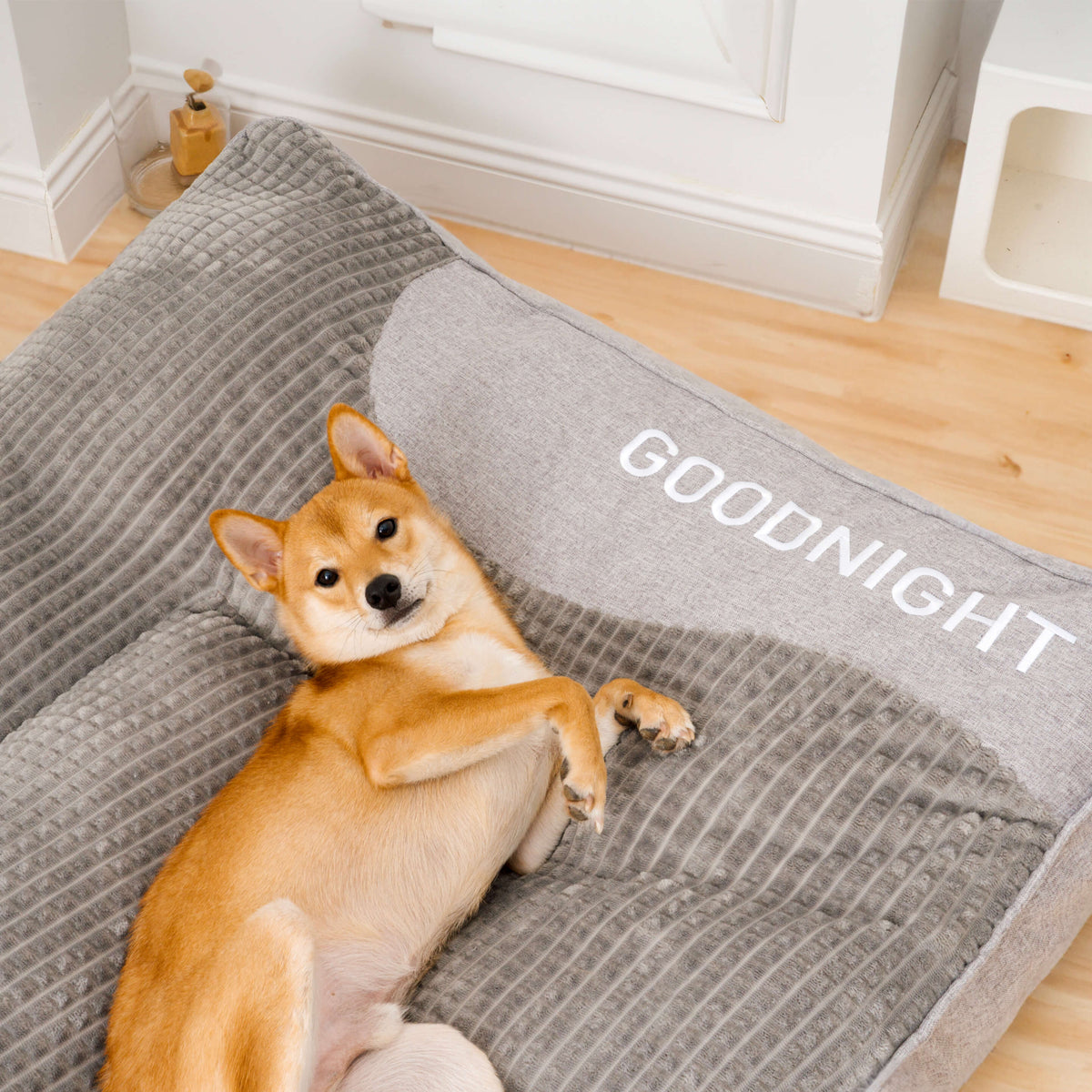 Cojín ortopédico para perros grande: cama de lujo de espuma viscoelástica para perros con reposacabezas