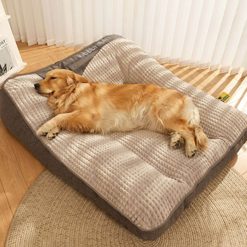 Cojín ortopédico para perros grande: cama de lujo de espuma viscoelástica para perros con reposacabezas