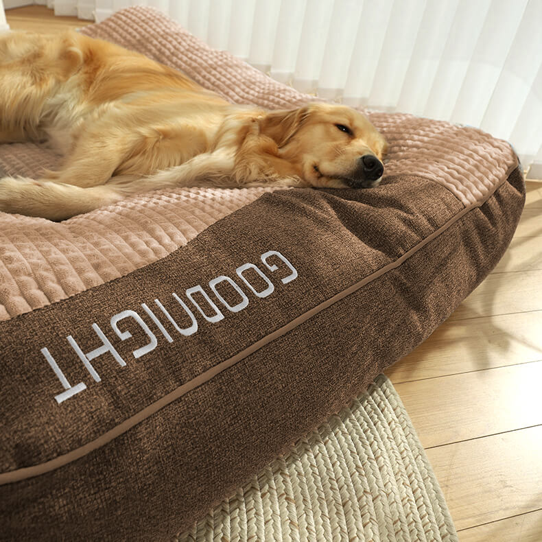Cojín ortopédico para perros grande: cama de lujo de espuma viscoelástica para perros con reposacabezas