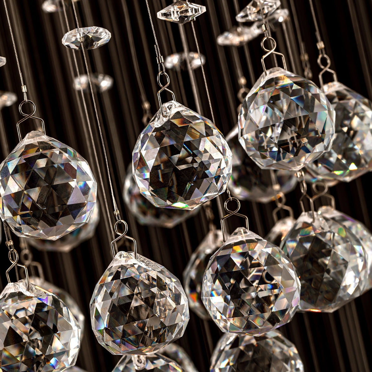 Spiral Raindrop Crystal Pendant Light 120 in Drop Chrome Multi-Tier Fixture for High Ceilings Entryways Double-Height Foyers Stairwells | Thomler
