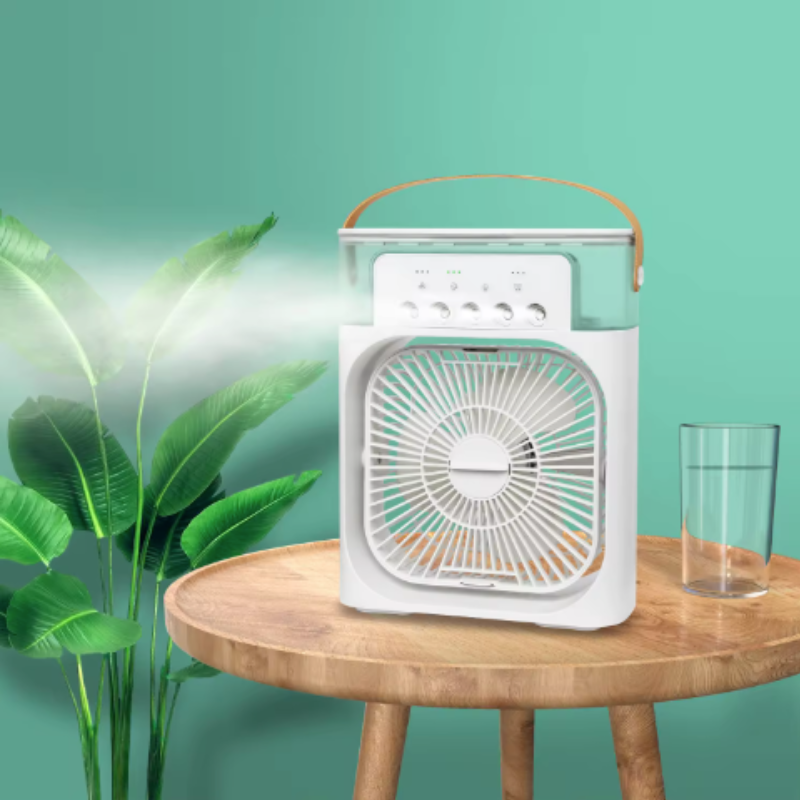 Tragbarer persönlicher Luftkühler mit Luftbefeuchter & USB-Anschluss | Kompakter Tischventilator mit Eiswassertank für Zuhause, Büro & Reise