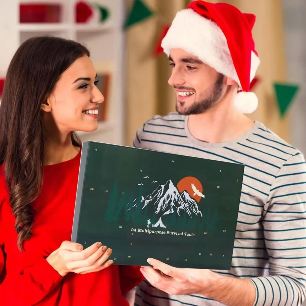 Calendario de Adviento de Navidad para hombre, 24 herramientas de exterior para la aventura