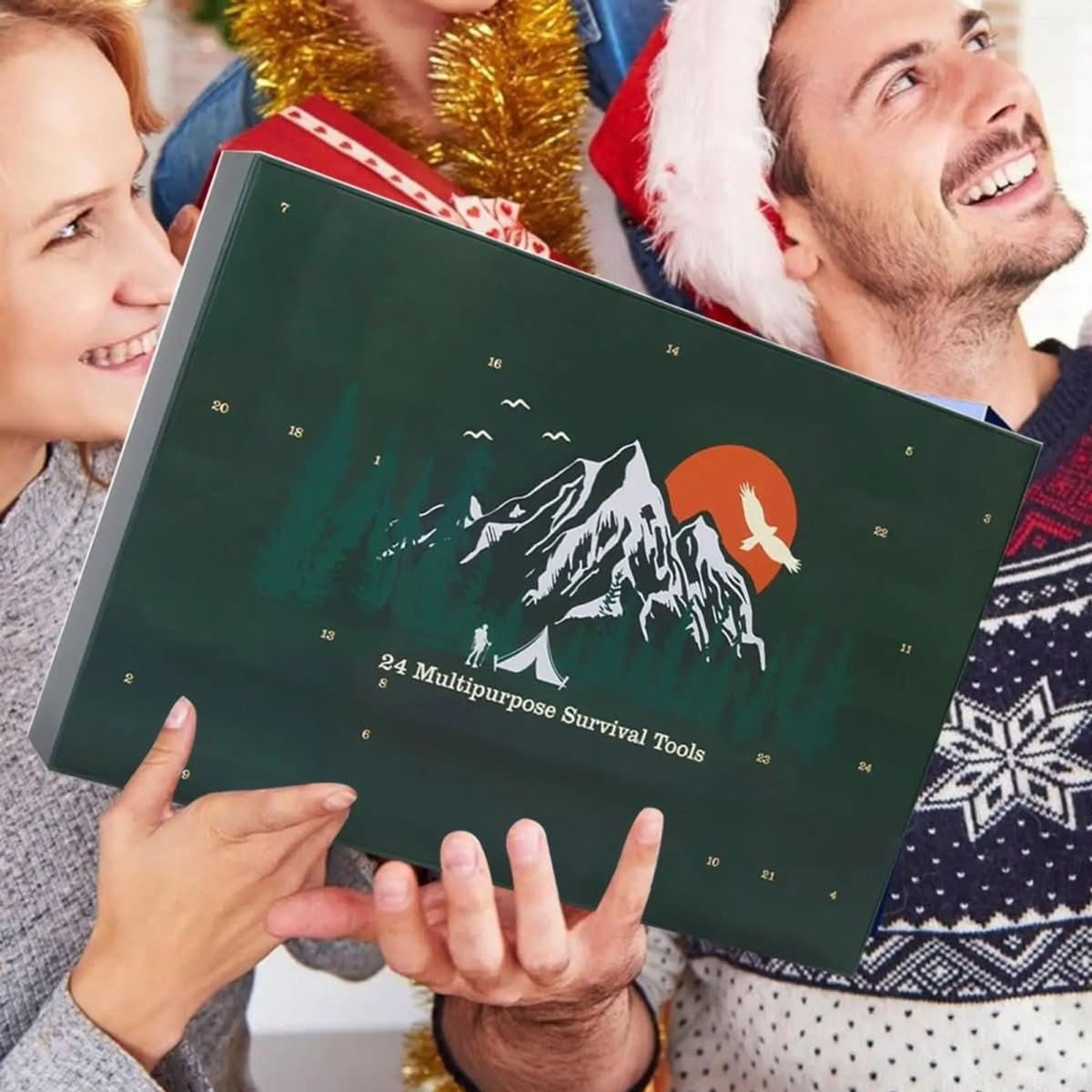 Calendario de Adviento de Navidad para hombre, 24 herramientas de exterior para la aventura